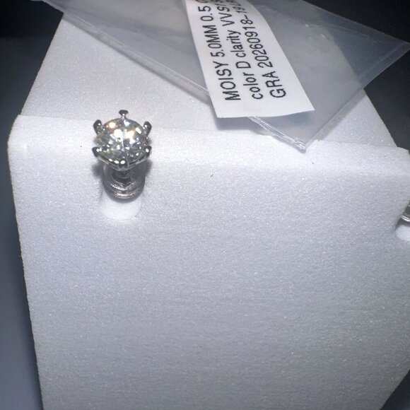 Moissanite Stud Earrings 0.5 Carat Sterling Silver - Picture 3 of 7